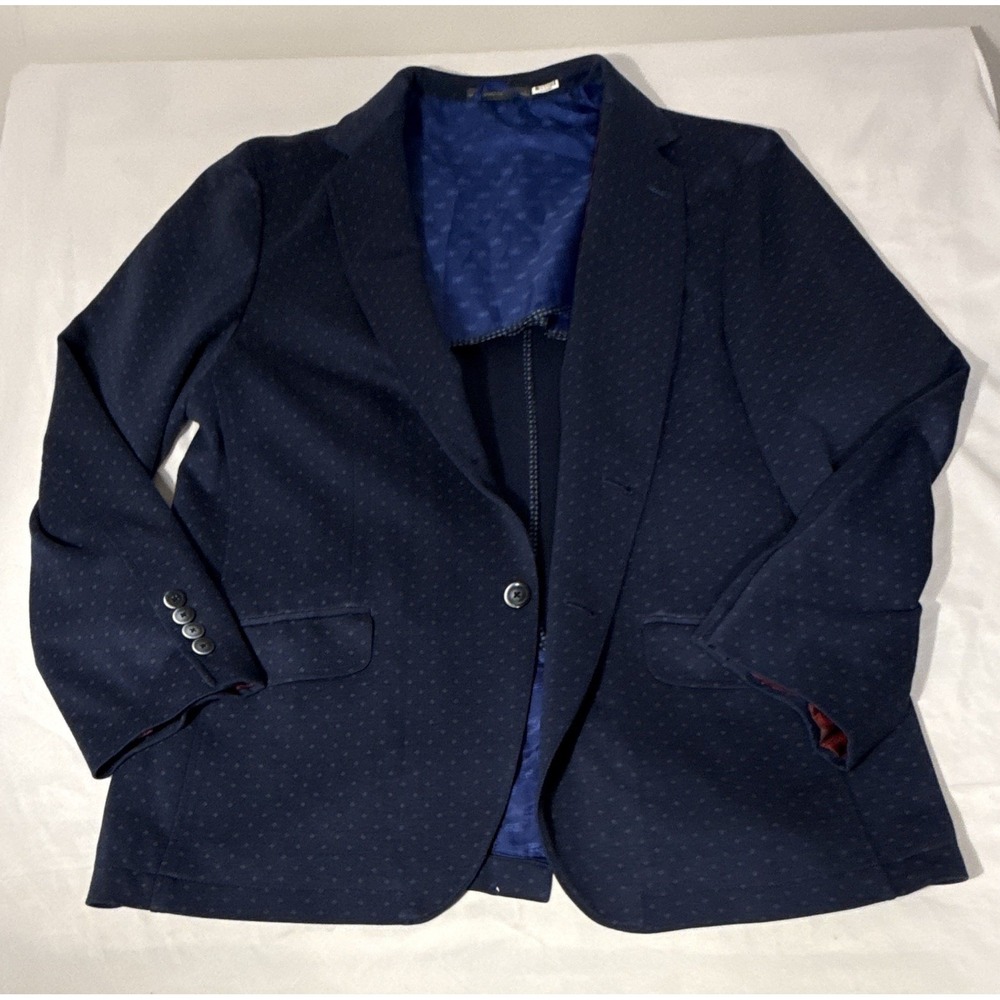 Ben Sherman Mens Blue Polka Dot Stretch Blazer Jacket 44R W001094